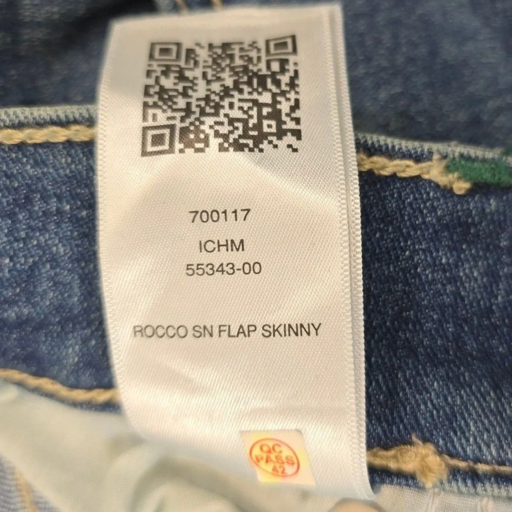 True Religion Rocco Jeans Men 36 Blue Cotton Relaxed Skinny Flap Pocket Designer